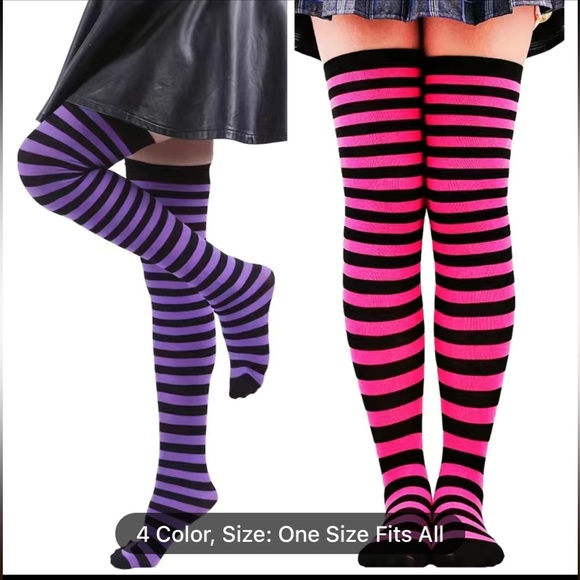 ‼️$7‼️ 4 Pairs Striped Over The Knee Socks - Picture 4 of 6